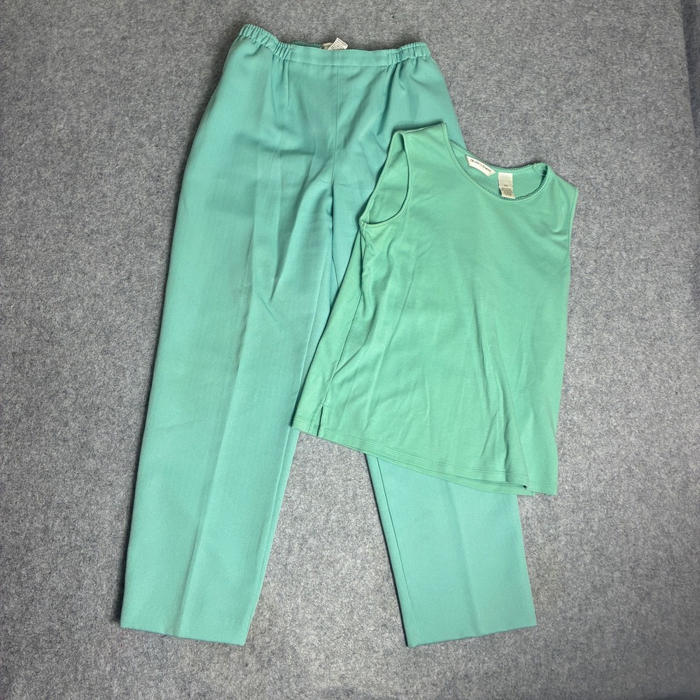Vintage Drapers Damons Size 6P Green 2 Piece Pant Set Sleeveless